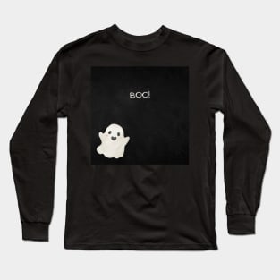 Black Minimalist Halloween Ghost Halloween Long Sleeve T-Shirt